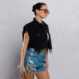 ROCK N ROLL Crop Denim Vest