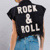 ROCK N ROLL Crop Denim Vest