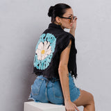 KEEP PUSHING FORWARD Crop Denim Vest