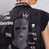 MONEY OVER EVERYTHING Crop Denim Vest