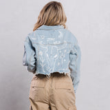 STAY WILD Crop Denim Jacket