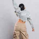 NEW YORK CITY distressed font Crop Denim Jacket