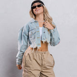 HOLLYWOOD SIGN Cotton Candy Crop Denim Jacket