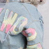 HOLLYWOOD SIGN Cotton Candy Crop Denim Jacket