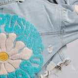 KEEP PUSHING FORWARD Crop Denim Jacket