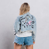 DON'T GROW UP White Font (BLK DN) Black Font (BLUE DN) Crop Denim Jacket