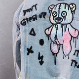 DON'T GROW UP White Font (BLK DN) Black Font (BLUE DN) Crop Denim Jacket