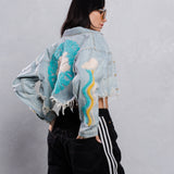KEEP PUSHING FORWARD Crop Denim Jacket