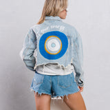 PROTECT YOUR ENERGY Crop Denim Jacket