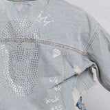 MONEY OVER EVERYTHING Crop Denim Jacket
