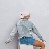 MONEY OVER EVERYTHING Crop Denim Jacket