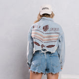 WILD SPIRIT Crop Denim Jacket