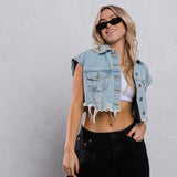 PROTECT YOUR ENERGY Crop Denim Vest