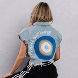 PROTECT YOUR ENERGY Crop Denim Vest