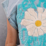 KEEP PUSHING FORWARD Crop Denim Vest