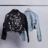 STAY WILD Crop Denim Jacket