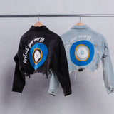 PROTECT YOUR ENERGY Crop Denim Jacket