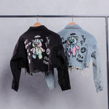 DON'T GROW UP White Font (BLK DN) Black Font (BLUE DN) Crop Denim Jacket