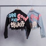 SEE GOOD IN ALL THINGS Crop Denim Jacket
