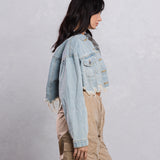 BLESSED Virgin Mary Crop Denim Jacket