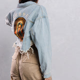BLESSED Virgin Mary Crop Denim Jacket