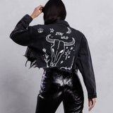 STAY WILD Crop Denim Jacket