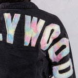 HOLLYWOOD SIGN Cotton Candy Crop Denim Jacket