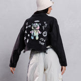 DON'T GROW UP White Font (BLK DN) Black Font (BLUE DN) Crop Denim Jacket