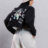 DON'T GROW UP White Font (BLK DN) Black Font (BLUE DN) Crop Denim Jacket