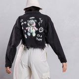 DON'T GROW UP White Font (BLK DN) Black Font (BLUE DN) Crop Denim Jacket