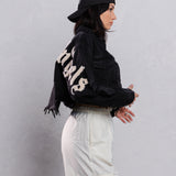 CITY OF ANGEL Cream font Crop Denim Jacket
