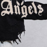 CITY OF ANGEL Cream font Crop Denim Jacket