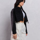 MONEY OVER EVERYTHING Crop Denim Jacket