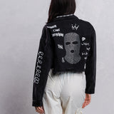 MONEY OVER EVERYTHING Crop Denim Jacket