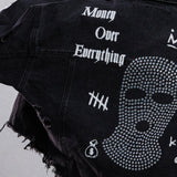 MONEY OVER EVERYTHING Crop Denim Jacket