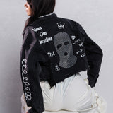 MONEY OVER EVERYTHING Crop Denim Jacket