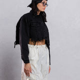 PROTECT YOUR ENERGY Crop Denim Jacket