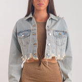 NAMASTE Crop Denim Jacket
