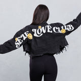 SELF LOVE CLUB Crop Denim Jacket
