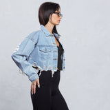SELF LOVE CLUB Crop Denim Jacket
