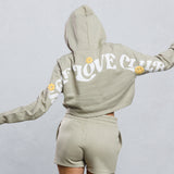 SELF LOVE CLUB Crop Hoodie Set