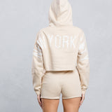 NEW YORK CITY distressed font Crop Hoodie Set