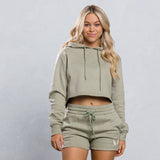 CITY OF ANGEL Cream Font Crop Hoodie Set