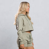 CITY OF ANGEL Cream Font Crop Hoodie Set