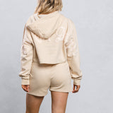 CITY OF ANGEL Cream Font Crop Hoodie Set