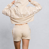 CITY OF ANGEL Cream Font Crop Hoodie Set