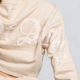 CITY OF ANGEL Cream Font Crop Hoodie Set