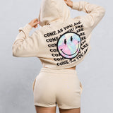 COME AS YOU ARE Crop Hoodie Set