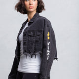 FOLLOW YOUR ART Crop Denim Jacket