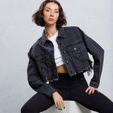 CALI LOVE Crop Denim Jacket